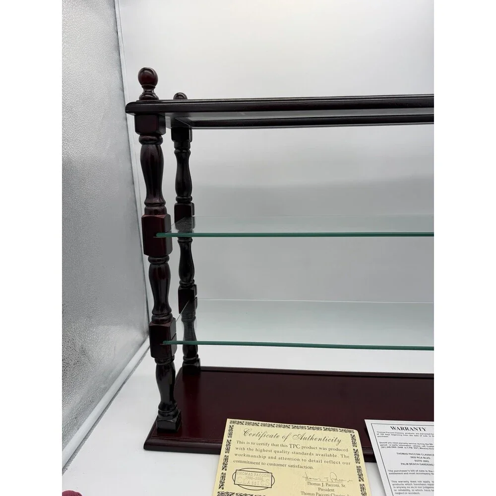 Vintage Thomas Pacconi Classics Wooden Mahogany Wall Shelf Glass Display